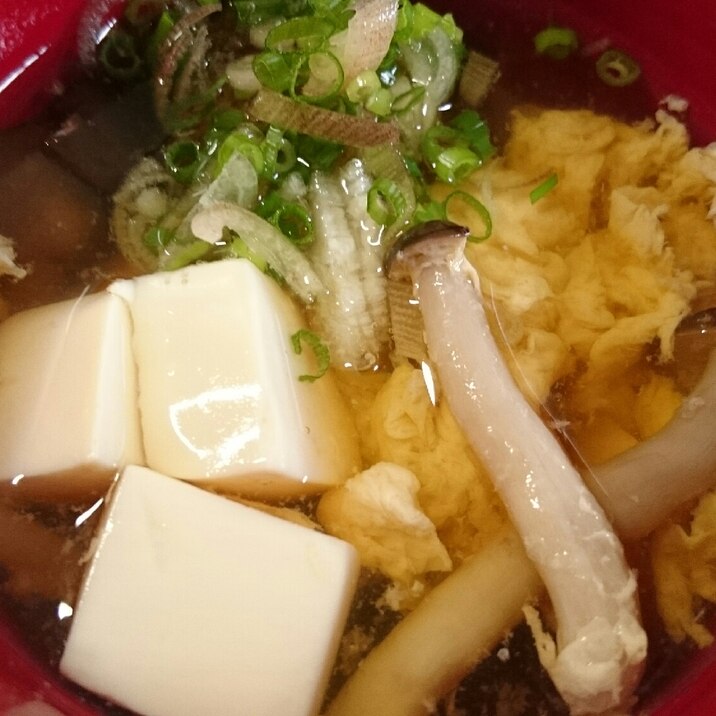 豆腐としめじ〜卵落とし麺つゆ風〜